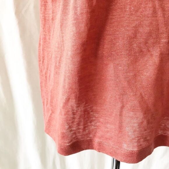 Tahari NWT peach 100% linen button back top Size M - Picture 3 of 9